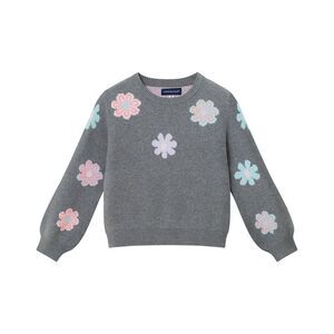 Andy & Evan Girls  Floral Sweater, Grey